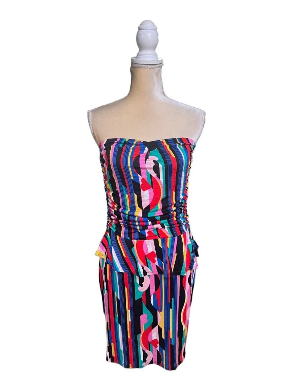 VOOM by Joy Han Avery Strapless Mini Dress Size L Large Multicolor Stripe